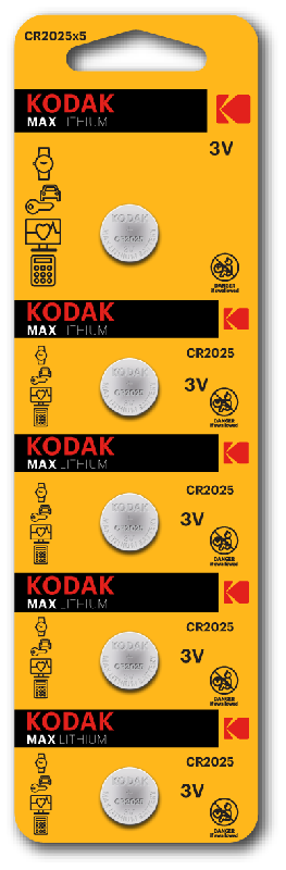 Элемент питания KODAK CR2025/5BL MAX Lithium (5 шт. на блистере)