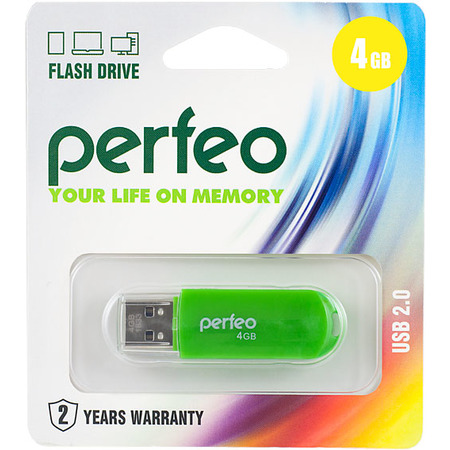 Накопитель USB Flash  4GB Perfeo C03 (Зеленый)