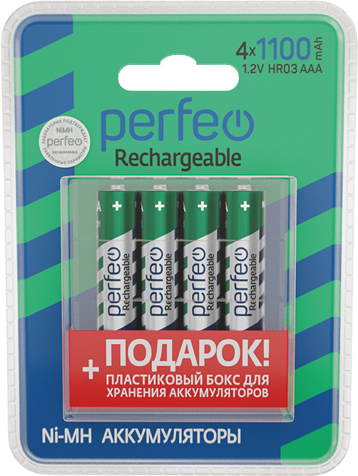 Perfeo AAA1100mAh/4BL+BOX  Аккумулятор Пластик (|40/240 PF_C3322)
