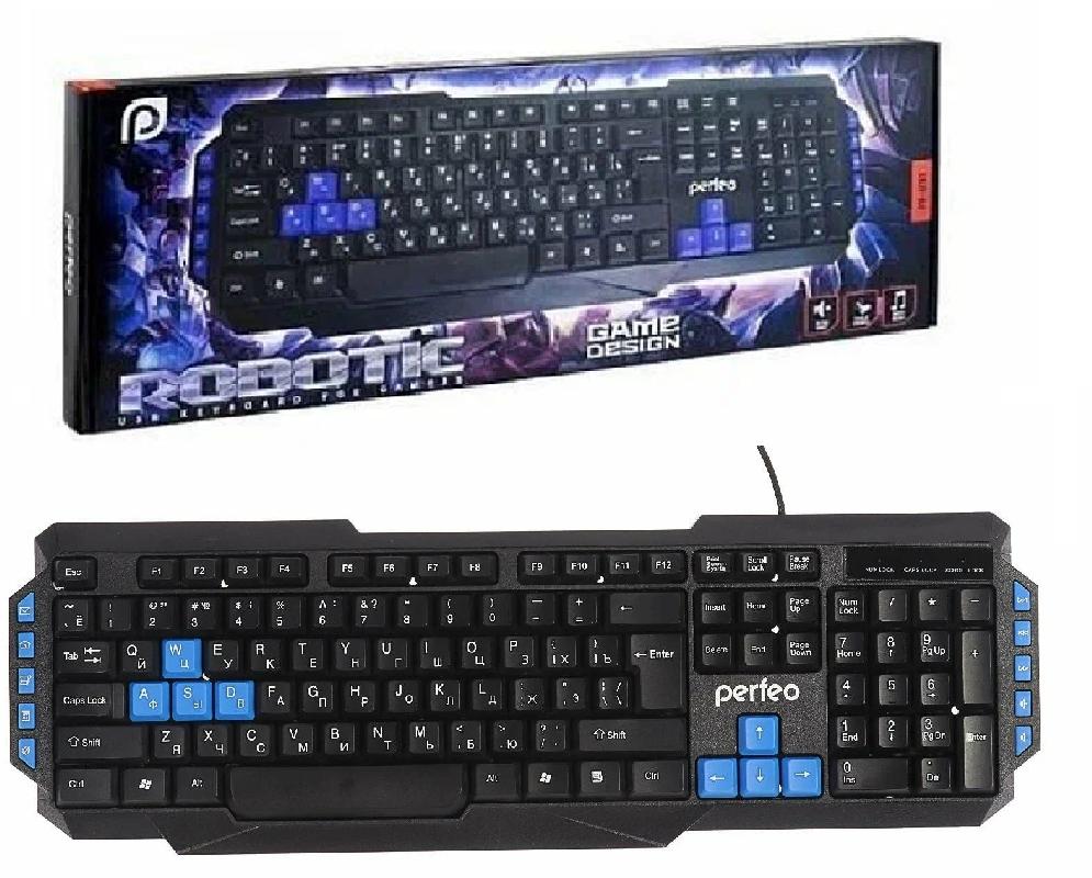 Perfeo клавиатура "ROBOTIC" Multimedia, USB, чёрн, GAME DESIGN