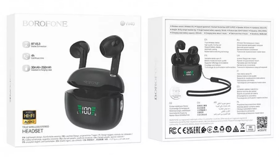 Наушники внутриканальные Borofone BW40, Bluetooth, цвет: чёрный