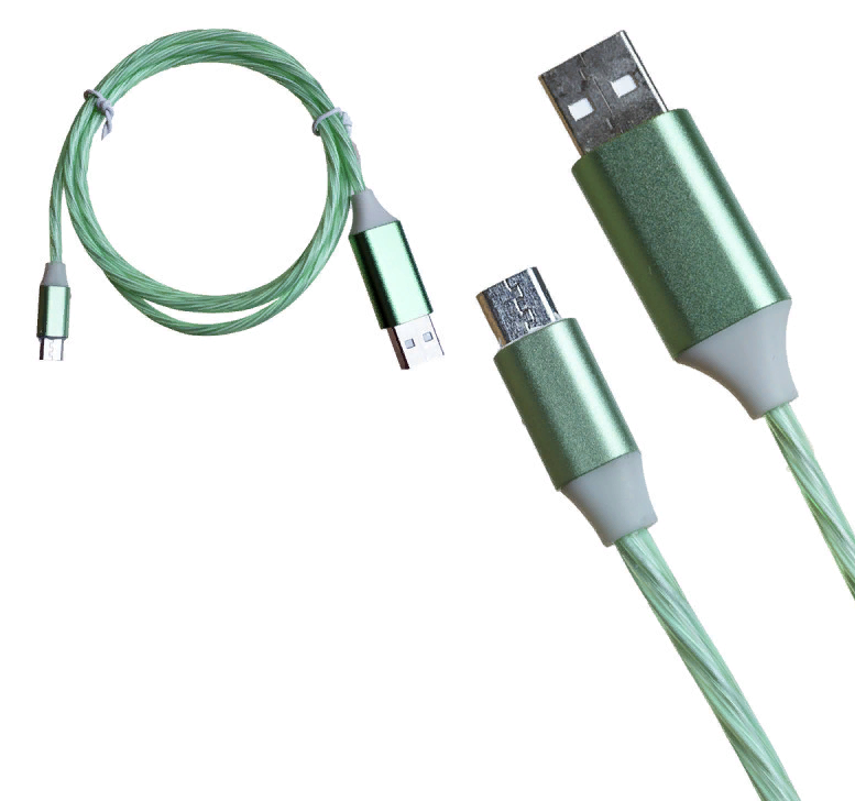 Кабель micro - USB светящийся 1м, Z1 (Зеленый)