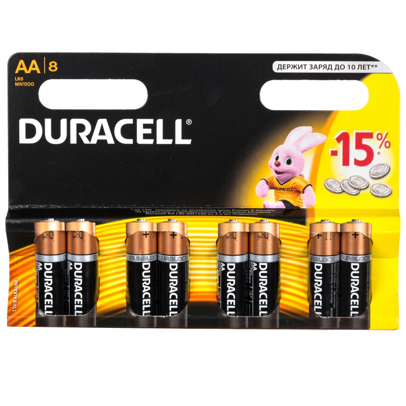 Батарейка алкалиновая Duracell LR6 /8 BL AA  (8 шт. в упаковке)
