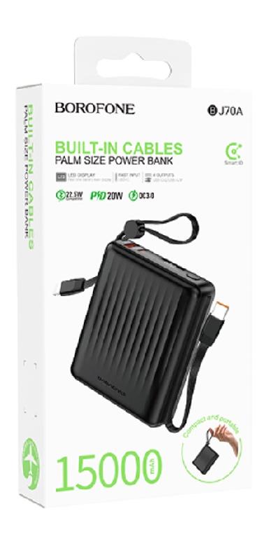 Аккумулятор внешний Borofone BJ70A, Vigorous, 15000mAh, PD20W/QC3.0/FCP/AFC, цвет: чёрный