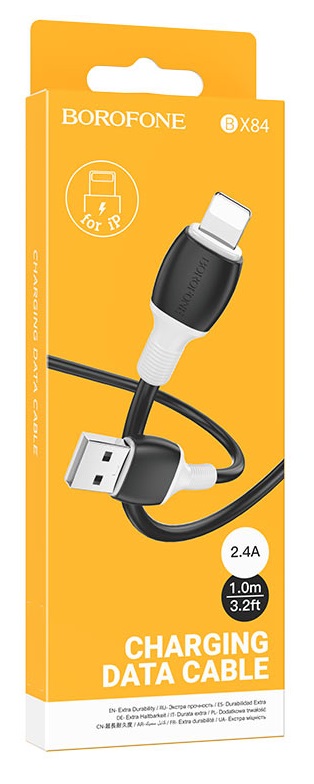 Кабель USB - 8 pin Borofone BX84 Rise, 1.0м, 2.4A, цвет: чёрный