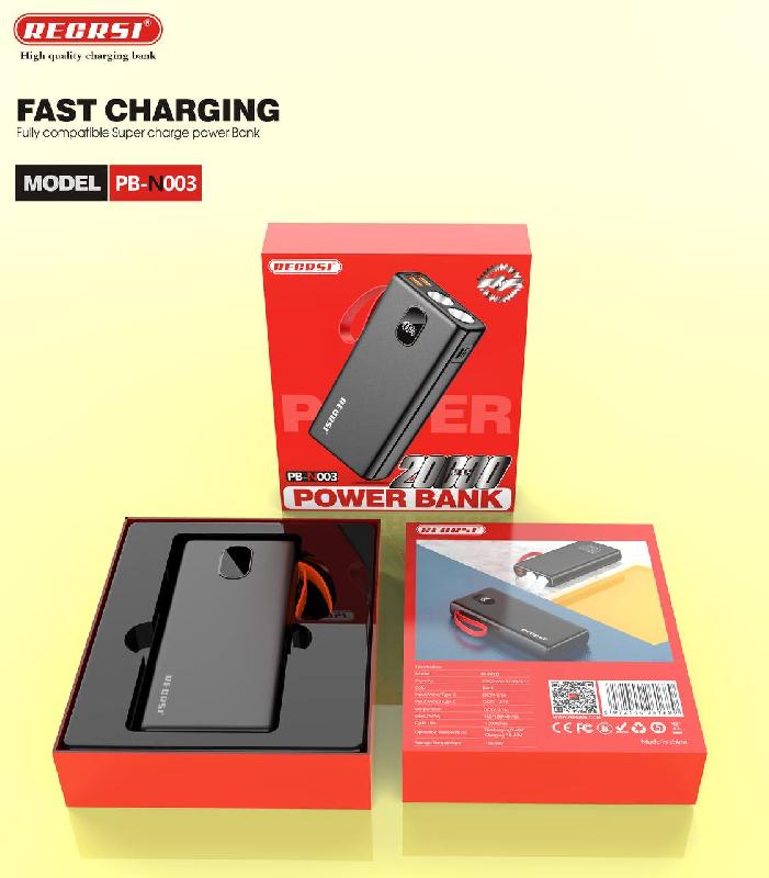 Портативный аккумулятор RECRSI PB-N003 20 000 mAh (Чёрный)
