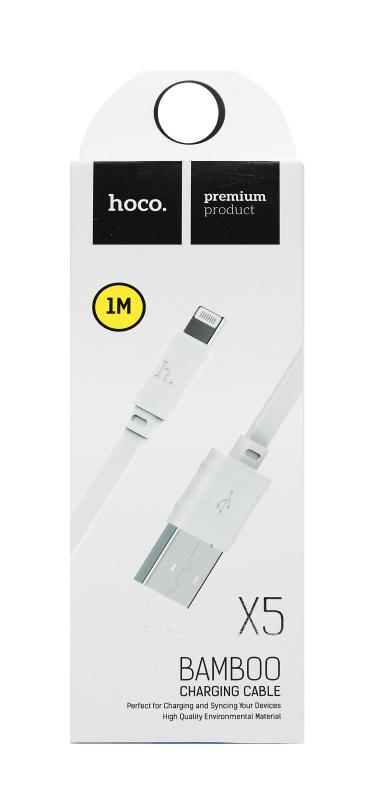 Кабель для I-Phone 5/5S/6/6S 8 pin, HOCO X5 Bamboo,1 метр (Белый)