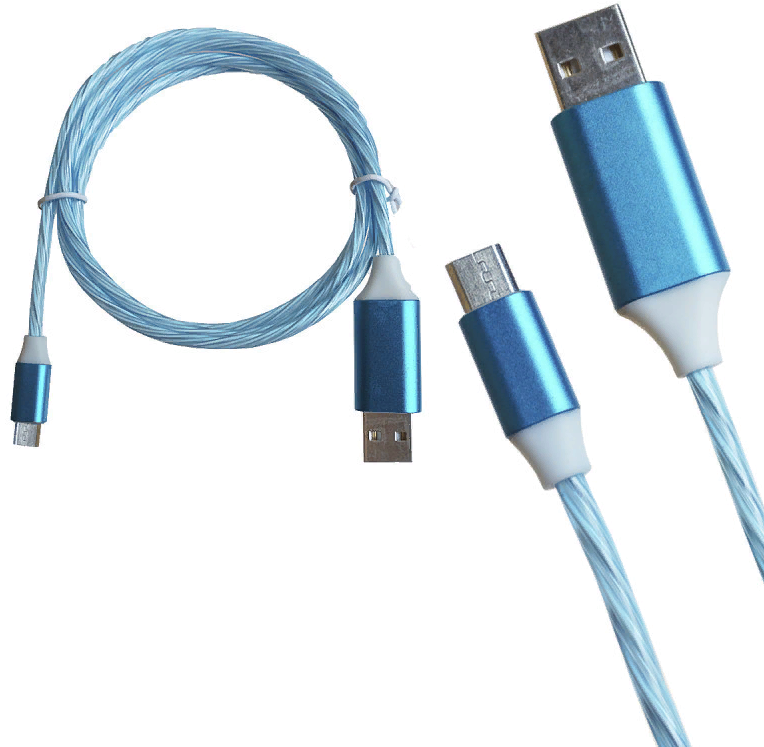 Кабель micro - USB светящийся 1м, Z1 (Синий)