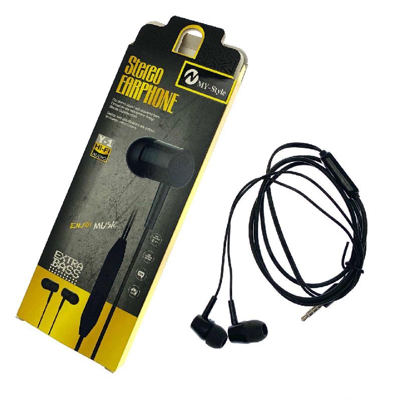 Наушники MP3  MY-Style Y-1 EXTRA BASS с микрофоном  (упаковка-картон)  (Чёрный)