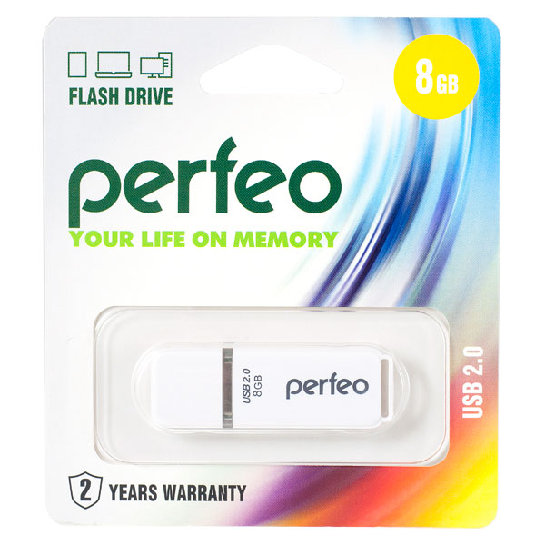 Накопитель USB Flash  8GB Perfeo C01 (Белый)