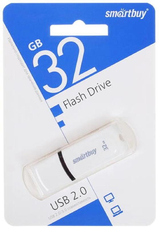 USB 2.0 накопитель Smartbuy 032 ГБ серия Paean Белый (SB32GBPN-W)