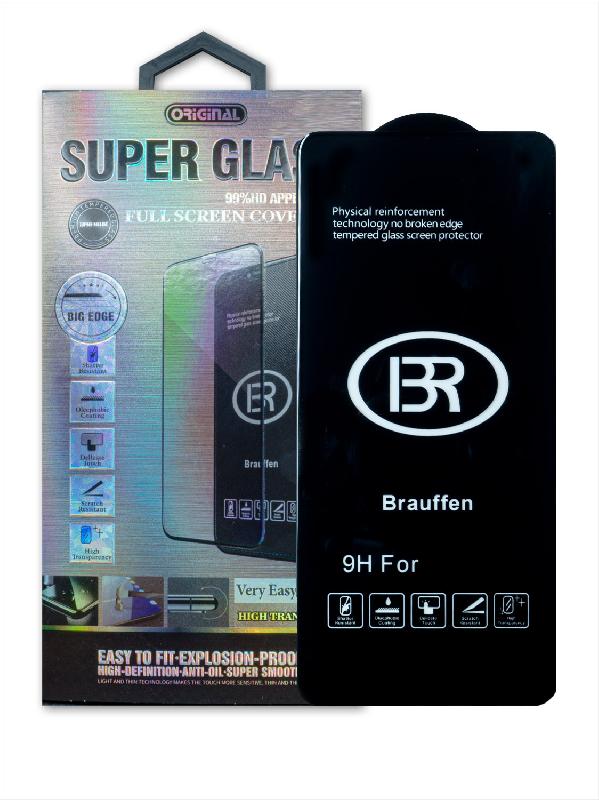 Защитное стекло на экран для Xiaomi Redmi 9A/9C (Brauffen, 5D, Чёрный, в упаковке)
