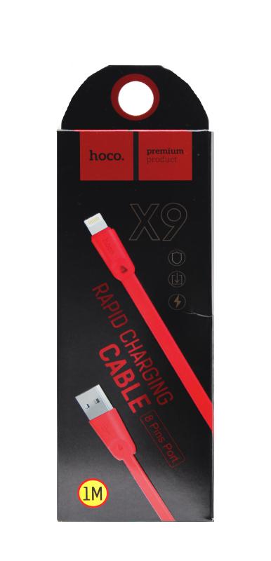 Кабель для I-Phone 5/5S/6/6S 8 pin, HOCO  X9 Rapid, 1 метр (Красный)