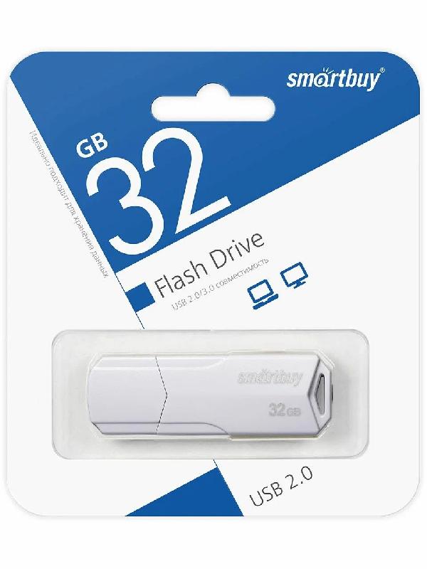 USB 2.0 накопитель Smartbuy 032 ГБ серия Clue Белый (SB32GBCLU-W)