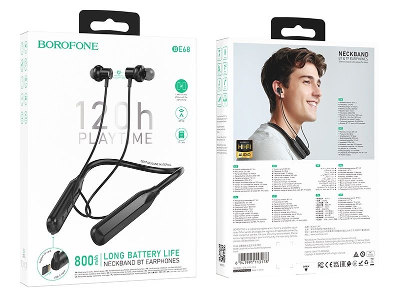 Наушники внутриканальные Borofone BE68, Bluetooth, цвет: чёрный, (арт.6941991113178)