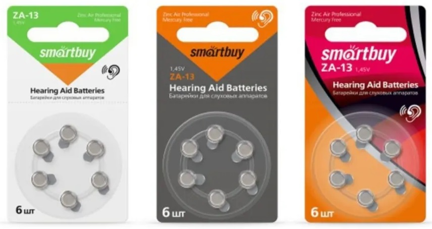 Батарейка для слуховых аппаратов Smartbuy A13-6B (60/3000) (SBZA-A13-6B)