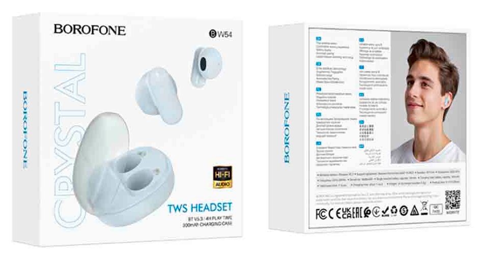 Наушники внутриканальные Borofone BW54, Lucky, Bluetooth, цвет: синий