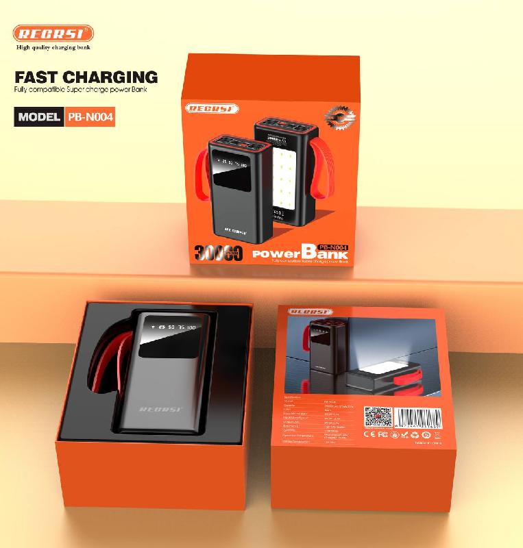 Портативный аккумулятор RECRSI PB-N004 30 000 mAh (Чёрный)