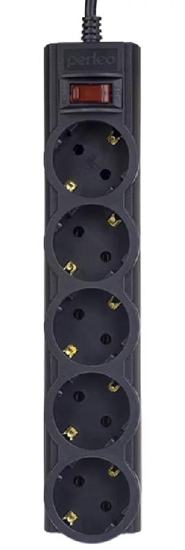 Perfeo сетевой фильтр "POWERX", 5,0м, 5 розеток, черный.
