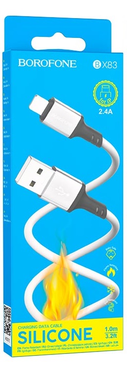 Кабель USB - 8 pin Borofone BX83 Famous, 1.0м, 2.4A, цвет: белый