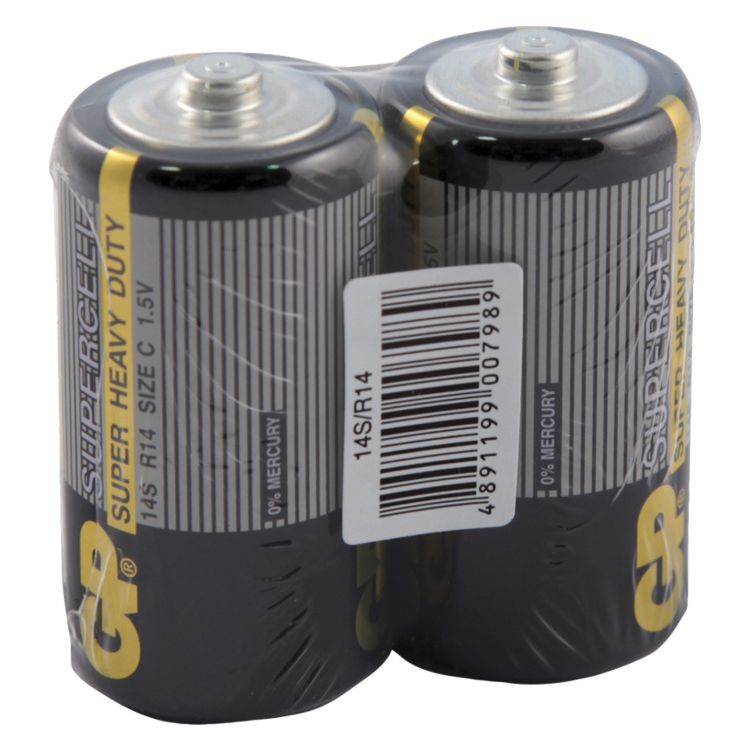 Батарейка солевая GP  R14/2SH  14S-0S2 Supercell (2 шт.в пленке)