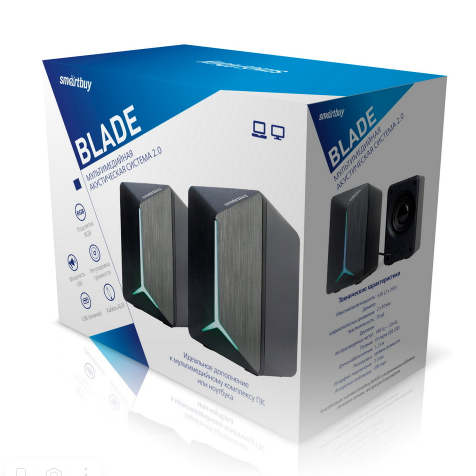 Мультимедийные колонки 2.0 Smartbuy BLADE мощность 6 Вт USB, RGB-подсветка