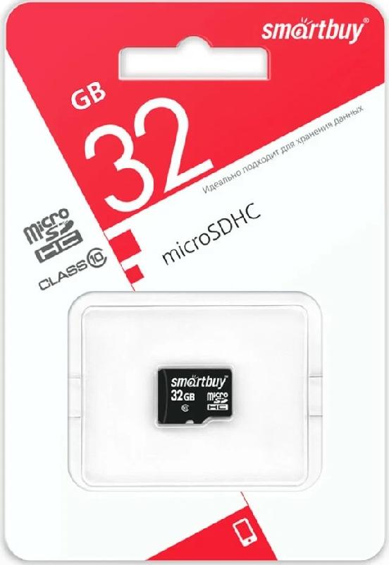 micro SDHC карта памяти Smartbuy 032 ГБ Class10, без адаптеров