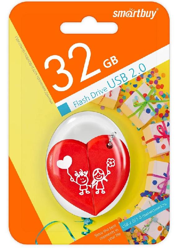 USB 2.0 накопитель Smartbuy 032 ГБ серия Wild Сердце (SB32GBHEART)