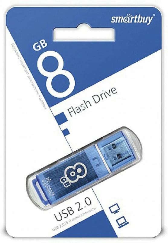 USB 2.0 накопитель Smartbuy 008 ГБ серия Glossy Синий (SB8GBGS-B)