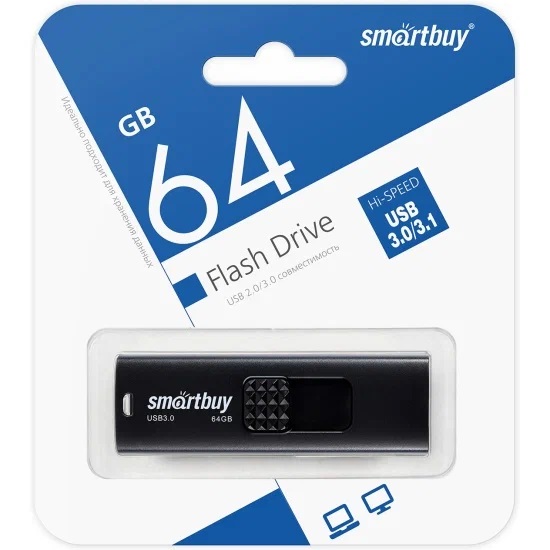 USB 3.0/3.1 накопитель Smartbuy 064 ГБ серия Fashion Чёрный (SB064GB3FSK)