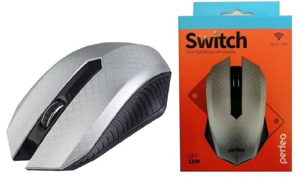Perfeo мышь беспров., оптич. "SWITCH", 3 кн, DPI 1200, USB, серебр.