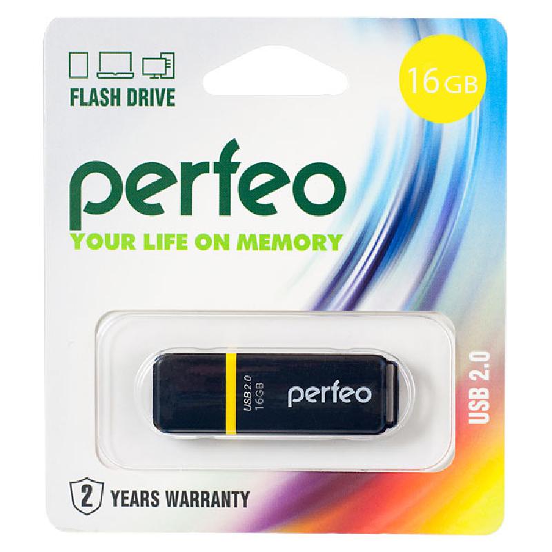 Накопитель USB Flash  16GB Perfeo C01 (Чёрный)