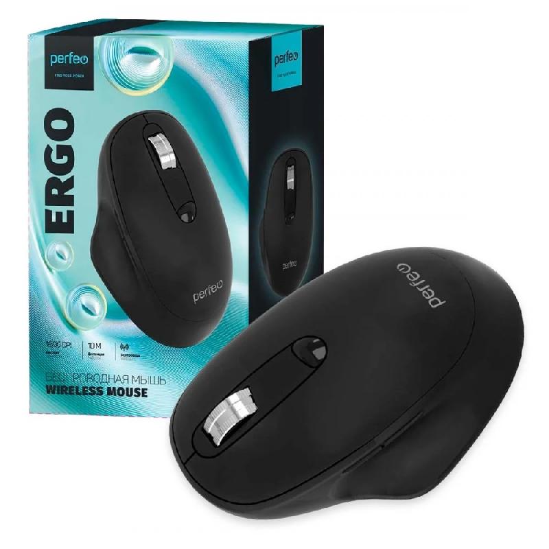 Perfeo мышь беспров., оптич. "ERGO", 6 кн, 800-1600 DPI, USB, чёрн.