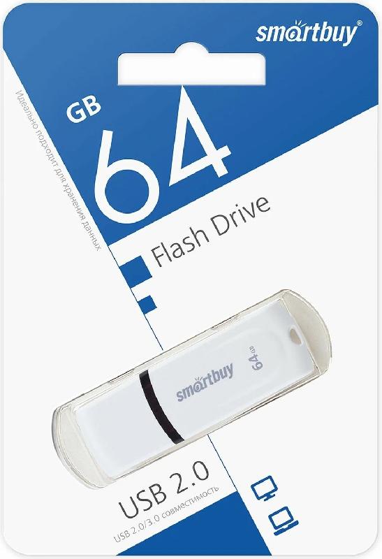 USB 2.0 накопитель Smartbuy 064 ГБ серия Paean Белый (SB64GBPN-W)