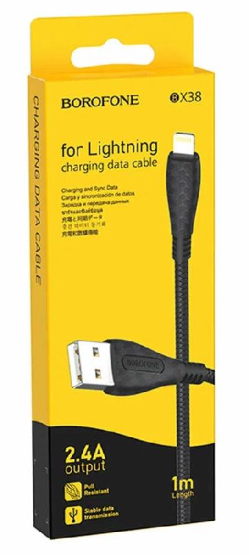 Кабель USB - 8 pin Borofone BX38 Cool, 1.0м, 2.4A, цвет: чёрный