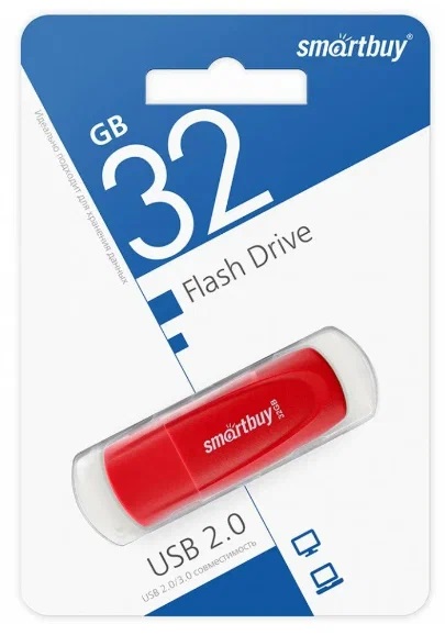 USB 2.0 накопитель Smartbuy 032 ГБ серия Scout Красный (SB032GB2SCR)
