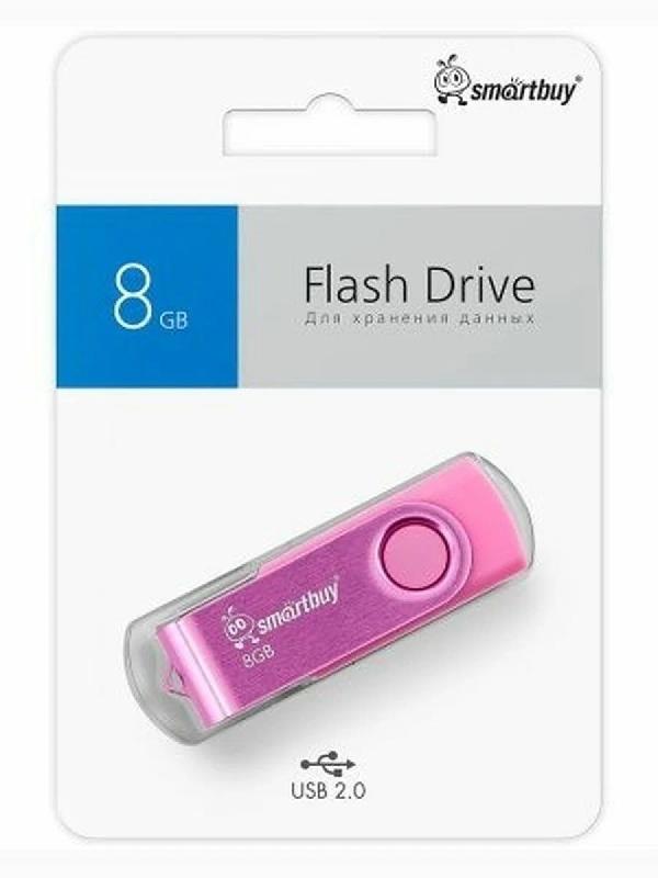 USB 2.0 накопитель Smartbuy 008 ГБ серия Twist Розовый (SB008GB2TWP)
