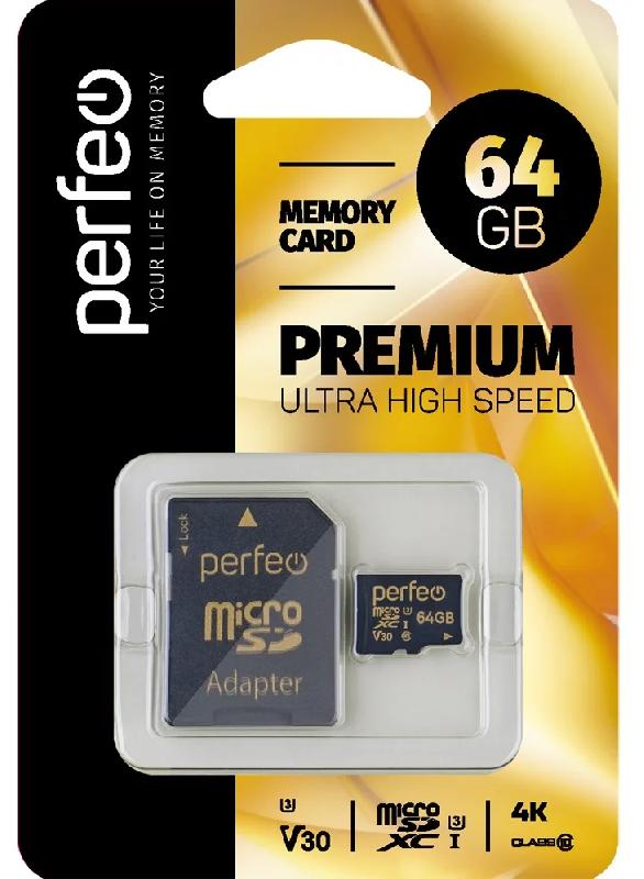 Perfeo microSDXC 64GB High-Capacity (Class 10) UHS-3 V30