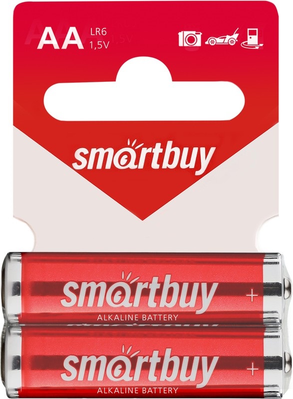 Батарейка алкалиновая с подвесом Smartbuy LR6/2SB (60/600) (SBBA-2A02SB)