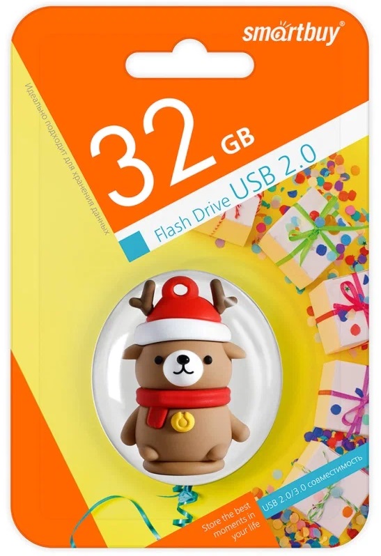 USB 2.0 накопитель Smartbuy 032 ГБ серия Wild Медведь Карибу (SB32GBCARIBOUW)