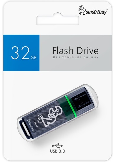 USB 3.0/3.1 накопитель Smartbuy 032 ГБ серия Glossy Тёмно-Серый (SB32GBGS-DG)