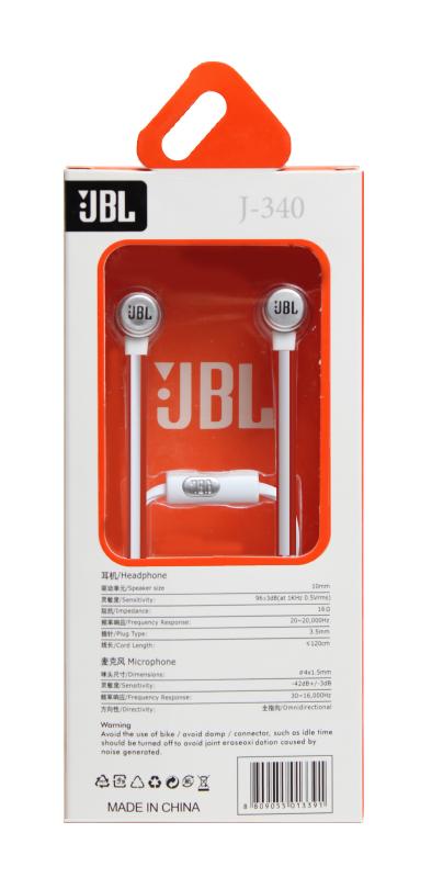 Наушники MP3 &quot;J&quot; J-340  плоск. шнур c  микрофоном  (упаковка коробка) (Белый)