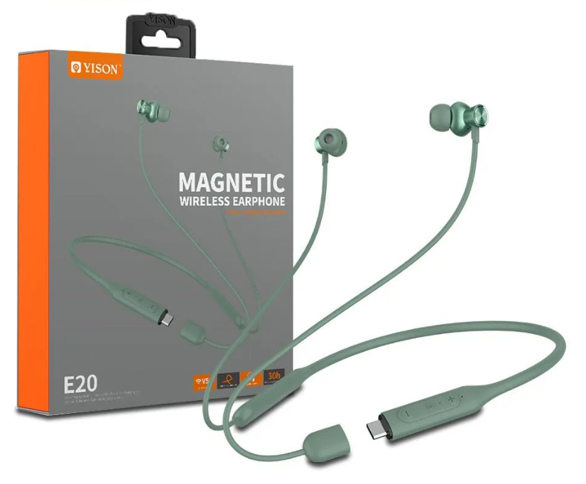 Беспроводные наушники wireless YISON  E20 Bluetooth Sport Magnetic suction (Зеленый)