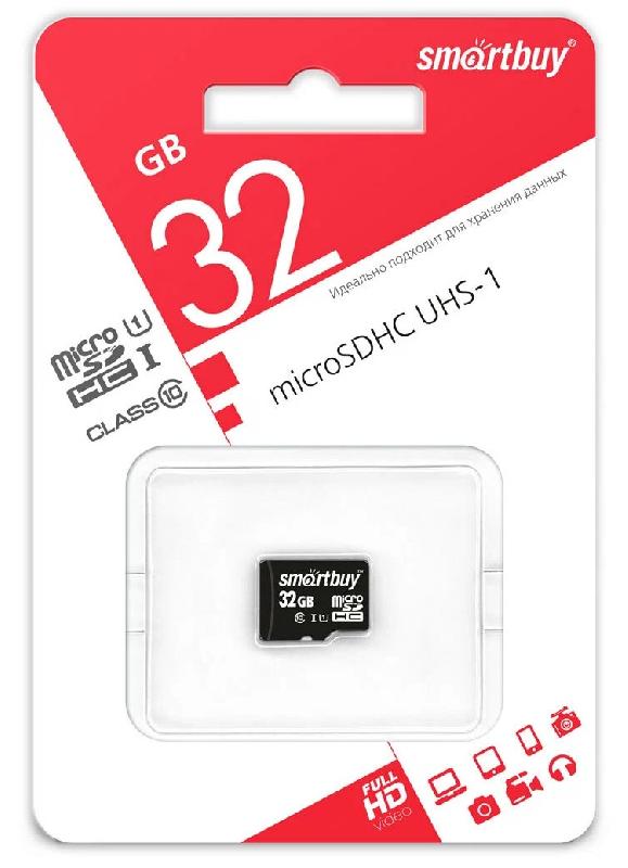 micro SDHC карта памяти Smartbuy 032 ГБ UHS-1, без адаптеров