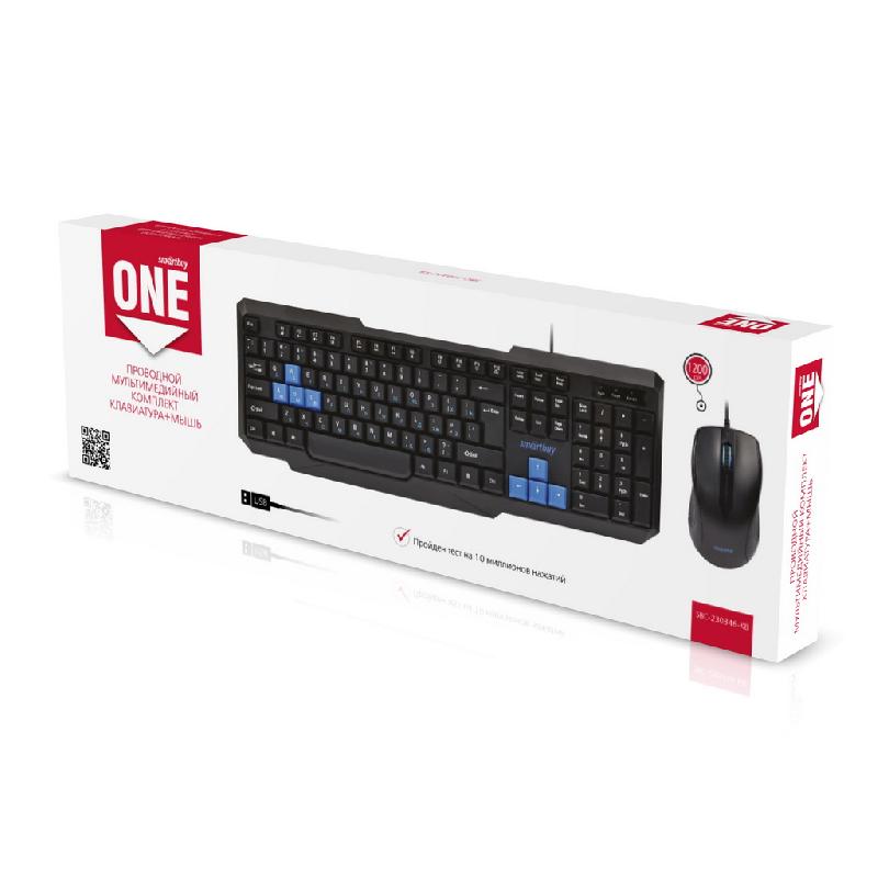 Комплект клавиатура+ мышь Smartbuy ONE мультимедийный SBC-230346-KB (Черно-синий)