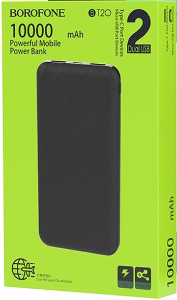 Аккумулятор внешний Borofone BT20, Powerful, 10000mAh, цвет: чёрный