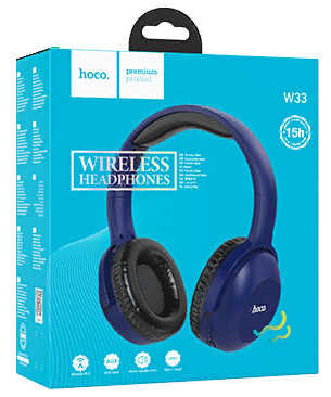 Беспроводные наушники "Hoco" W33  wireless Bluetooth, AUX, micro SD (Синий)