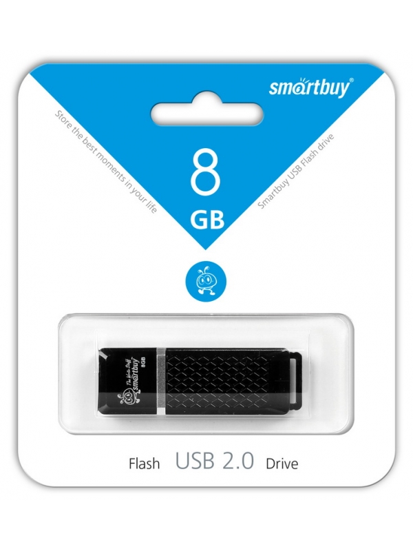 Накопитель USB Flash  8GB SmartBuy Quartz (Чёрный)