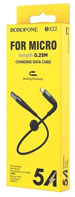 Кабель USB - микро USB Borofone BX32, 0.25м, 5.0A, цвет: чёрный