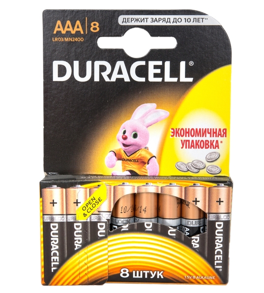 Батарейка алкалиновая Duracell LR03/8 BL AAA  (8 шт. в упаковке)